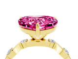 Yellow gold Heart Cut Pink Sapphire Solitaire Twisted Band with Round  Accents and Prong Setting_16