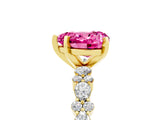 Yellow gold Heart Cut Pink Sapphire Solitaire with Side Stones, Pave Band, Four-Prong Setting_65