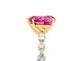 Yellow gold Heart Cut Pink Sapphire Solitaire with Side Stones on a Pavé Band and Four-Prong Setting_29
