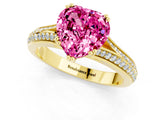 Yellow gold Heart Cut Pink Sapphire Split Shank Engagement Ring with Pavé Band_25