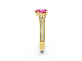 Yellow gold Heart Cut Pink Sapphire Split Shank Engagement Ring with Pavé Band_26