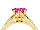 Yellow gold Heart Cut Pink Sapphire Split Shank Engagement Ring with Pavé Band_28