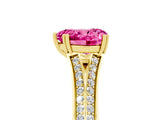 Yellow gold Heart Cut Pink Sapphire Split Shank Engagement Ring with Pavé Band_29