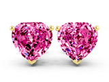 Yellow gold Heart Cut Pink Sapphire Stud Earrings_30