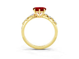 Yellow gold Heart Cut Ruby Cluster Side Stone Solitaire Ring with Prong Setting_27