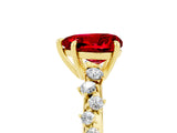 Yellow gold Heart Cut Ruby Cluster Side Stone Solitaire Ring with Prong Setting_29