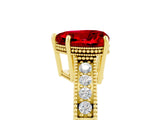 Yellow gold Heart Cut Ruby Engagement Ring with Milgrain Channel Set Band and Prong Setting_5