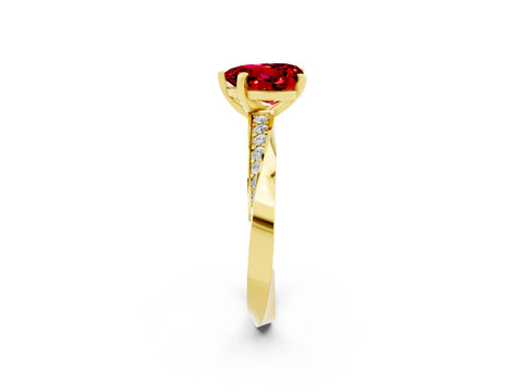 Yellow gold Heart Cut Ruby Engagement Ring with Side Stone Accents and Four-Prong Setting_38