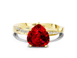 Yellow gold Heart Cut Ruby Engagement Ring with Side Stone Accents and Four-Prong Setting_60