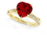 Yellow gold Heart Cut Ruby Engagement Ring with Side Stone Accents and Four-Prong Setting_61