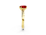 Yellow gold Heart Cut Ruby Engagement Ring with Side Stone Accents and Four-Prong Setting_62