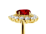 Yellow gold Heart Cut Ruby Floral Double Halo Engagement Ring with Prong Setting_65