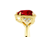 Yellow gold Heart Cut Ruby Halo Ring with Tapered Band and Four-Prong Setting_5