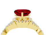 Yellow gold Heart Cut Ruby  Halo Twist Band Solitaire Prong Setting Ring_40