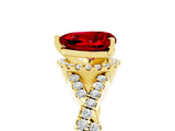 Yellow gold Heart Cut Ruby  Halo Twist Band Solitaire Prong Setting Ring_41