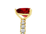Yellow gold Heart Cut Ruby Pavé Solitaire Ring with Round Band and Prong Setting_29