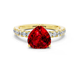 Yellow gold Heart Cut Ruby Pave Band Solitaire Ring with Four-Prong Setting_24