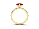 Yellow gold Heart Cut Ruby Pave Band Solitaire Ring with Four-Prong Setting_27