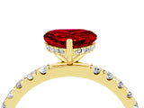 Yellow gold Heart Cut Ruby Pave Band Solitaire Ring with Four-Prong Setting_28