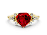 Yellow gold Heart Cut Ruby Ring with Side Stones and Four-Prong Setting_36