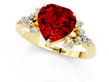 Yellow gold Heart Cut Ruby Ring with Side Stones and Four-Prong Setting_37