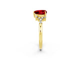 Yellow gold Heart Cut Ruby Ring with Side Stones and Four-Prong Setting_38