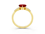 Yellow gold Heart Cut Ruby Ring with Side Stones and Four-Prong Setting_39