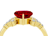 Yellow gold Heart Cut Ruby Ring with Side Stones and Four-Prong Setting_40