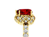 Yellow gold Heart Cut Ruby Scalloped Halo Engagement Ring with Round Shared Prong Band_29