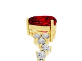 Yellow gold Heart Cut Ruby Scattered Round Accent Ring with Prong Setting_17