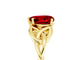 Yellow gold Heart Cut Ruby Solitaire Celtic Knot Ring with Four-Prong Setting_17