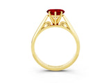 Yellow gold Heart Cut Ruby Solitaire Engagement Ring with Cathedral Setting and Four-Prong Mount_27