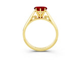Yellow gold Heart Cut Ruby Solitaire Engagement Ring with Cathedral Setting and Four-Prong Mount_33