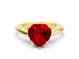 Yellow gold Heart Cut Ruby Solitaire Engagement Ring with Cathedral Setting and Four-Prong Mount_66