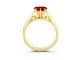 Yellow gold Heart Cut Ruby Solitaire Engagement Ring with Cathedral Setting and Four-Prong Mount_69