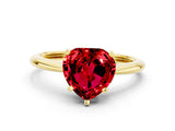 Yellow gold Heart Cut Ruby Solitaire Engagement Ring with Classic Band and Four-Prong Setting_24
