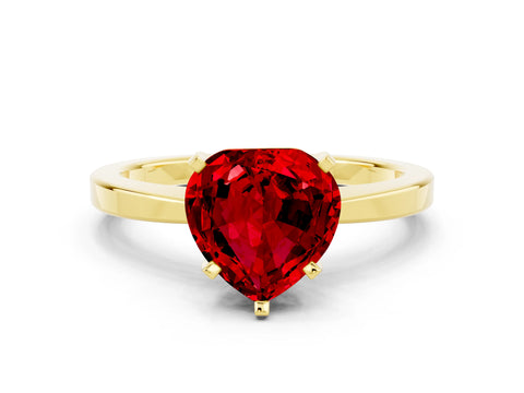 Yellow gold Heart Cut Ruby Solitaire Engagement Ring with Classic Band and Four-Prong Setting_24