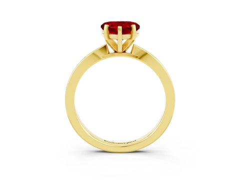 Yellow gold Heart Cut Ruby Solitaire Engagement Ring with Classic Band and Four-Prong Setting_27