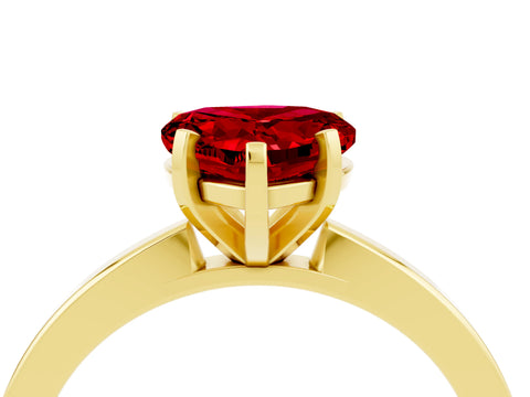 Yellow gold Heart Cut Ruby Solitaire Engagement Ring with Classic Band and Four-Prong Setting_28