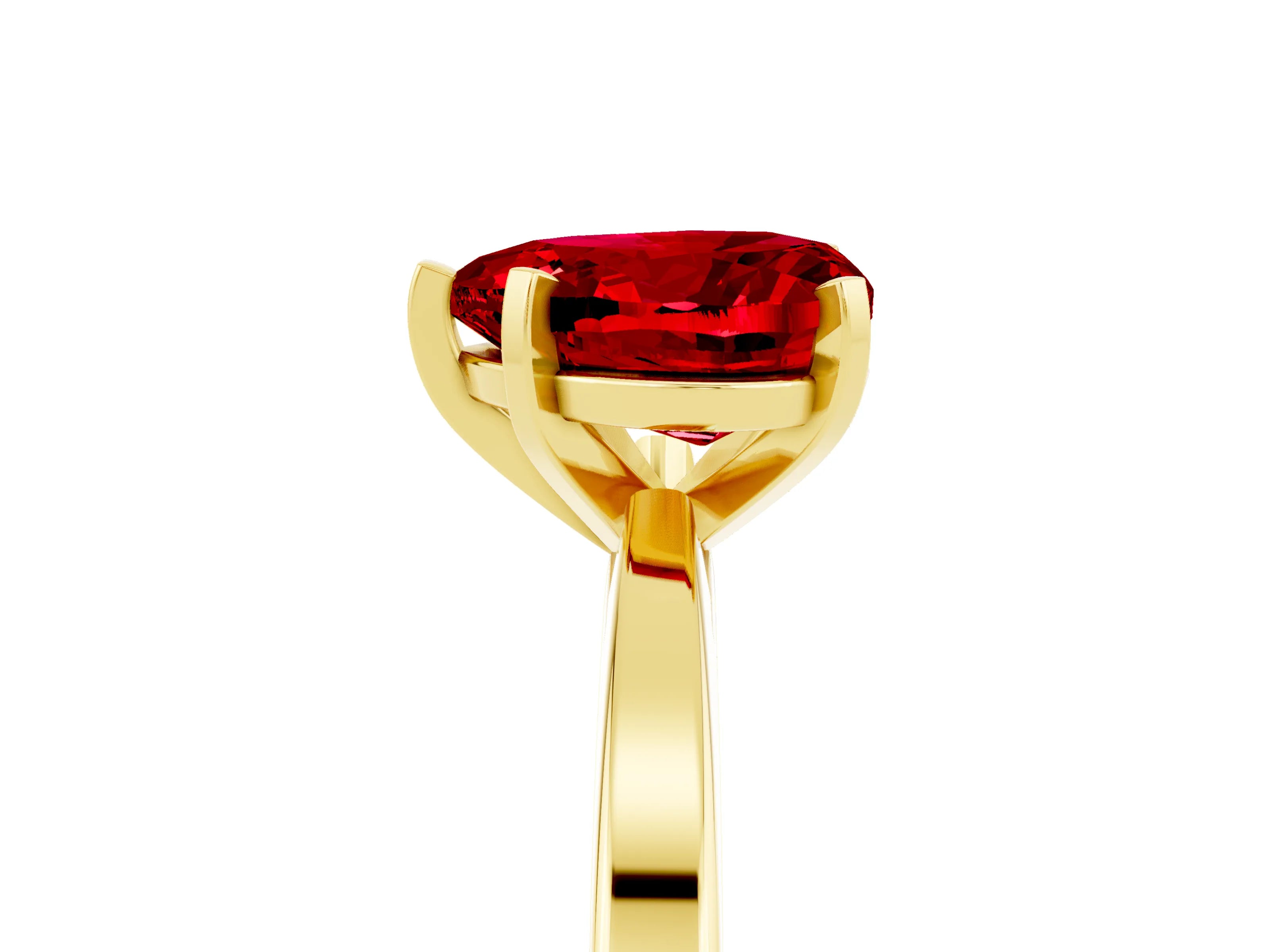 Yellow gold Heart Cut Ruby Solitaire Engagement Ring with Classic Band and Four-Prong Setting_29