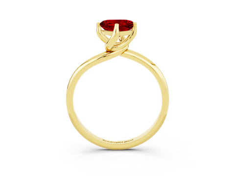 Yellow gold Heart Cut Ruby Solitaire Engagement Ring with Four-Prong Setting and Classic Band_15