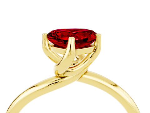 Yellow gold Heart Cut Ruby Solitaire Engagement Ring with Four-Prong Setting and Classic Band_16