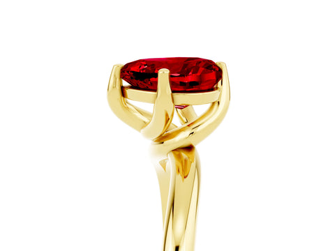 Yellow gold Heart Cut Ruby Solitaire Engagement Ring with Four-Prong Setting and Classic Band_17