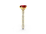 Yellow gold Heart Cut Ruby Solitaire Engagement Ring with Pavé Band and Four-Prong Setting_2