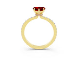 Yellow gold Heart Cut Ruby Solitaire Engagement Ring with Pavé Band and Four-Prong Setting_3