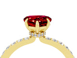 Yellow gold Heart Cut Ruby Solitaire Engagement Ring with Pavé Band and Four-Prong Setting_4