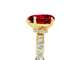 Yellow gold Heart Cut Ruby Solitaire Engagement Ring with Pavé Band and Four-Prong Setting_5