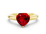 Yellow gold Heart Cut Ruby Solitaire Engagement Ring with Round Band and Four-Prong Setting