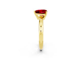Yellow gold Heart Cut Ruby Solitaire Engagement Ring with Round Band and Four-Prong Setting_2