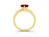 Yellow gold Heart Cut Ruby Solitaire Engagement Ring with Round Band and Four-Prong Setting_3